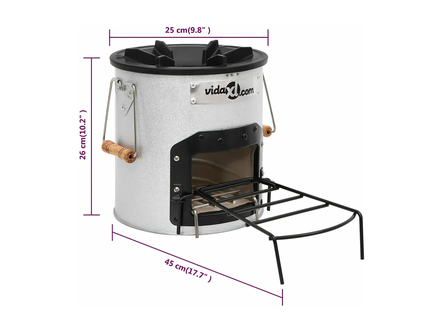 Camping-Ofen Silbern 45x25x26 cm Stahl