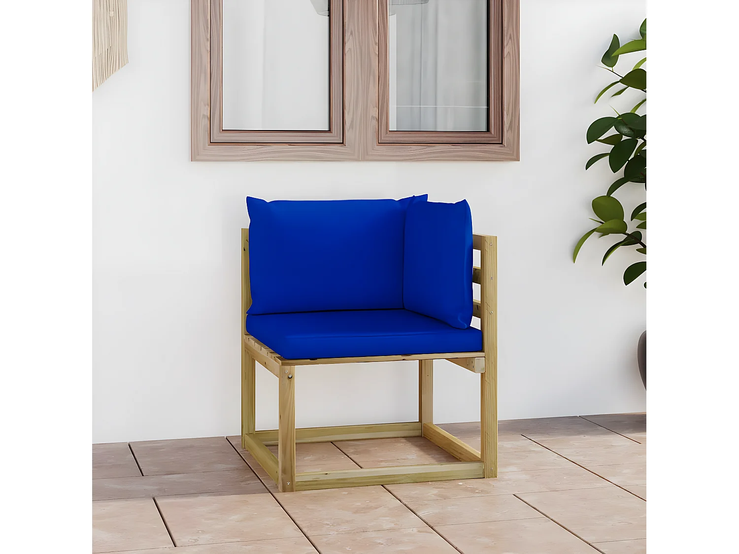 Canapé d'angle de jardin avec coussins Bois imprégné de vert