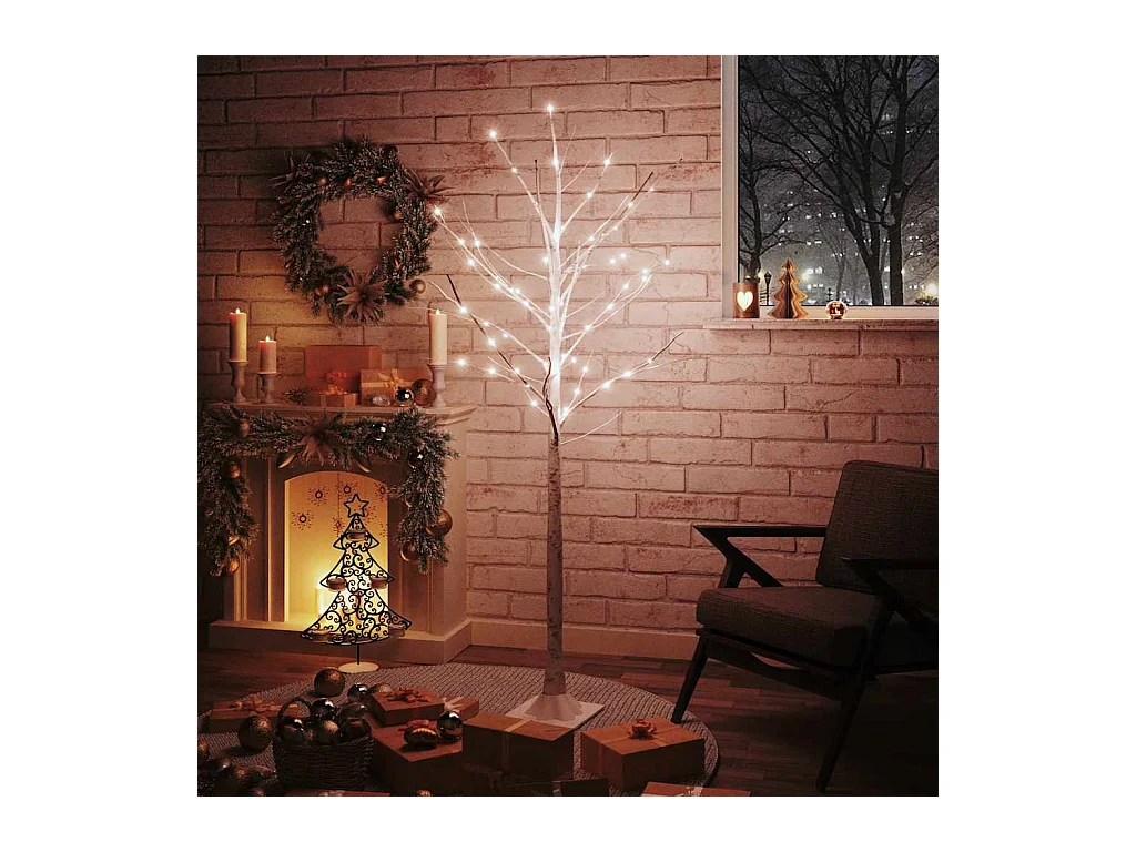 Bouleau blanc à LED 96 LED Blanc chaud 180 cm