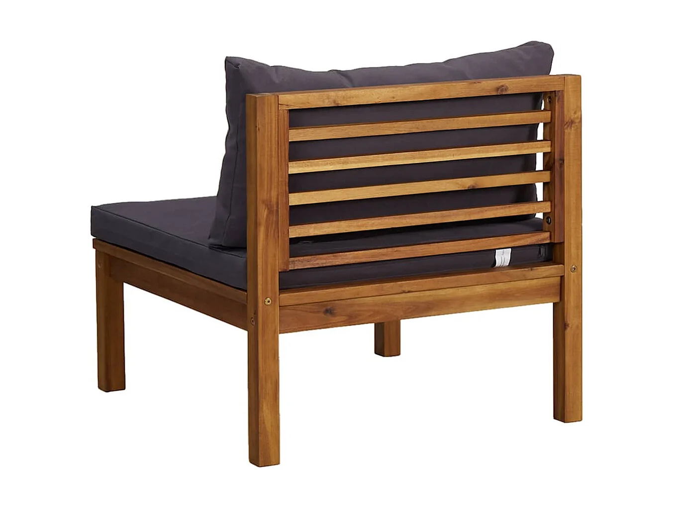 Middenbank sectioneel donkergrijze kussens massief acaciahout