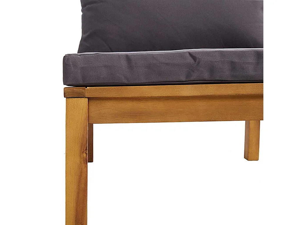 Canapé central sectionnel et coussins gris foncé Bois d'acacia