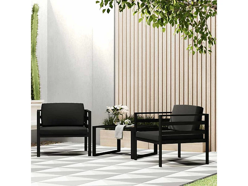 Eenzitsbank met kussens aluminium antracietkleurig