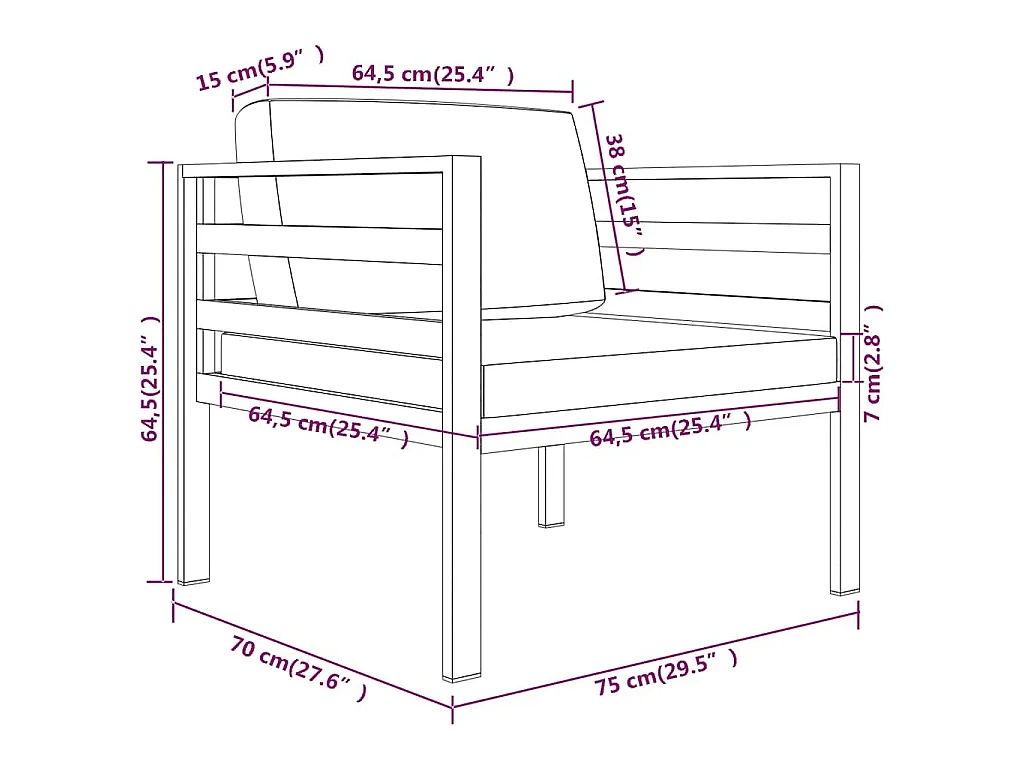 Canapé simple avec coussins Aluminium Anthracite