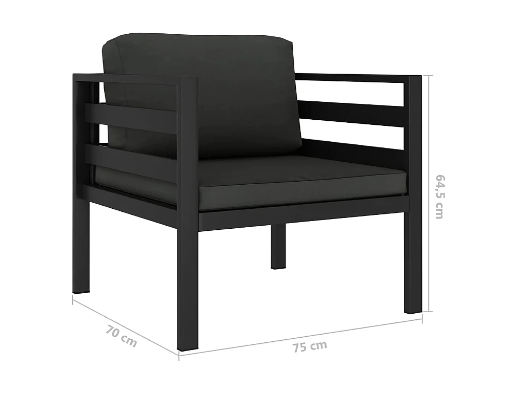 Canapé simple avec coussins Aluminium Anthracite