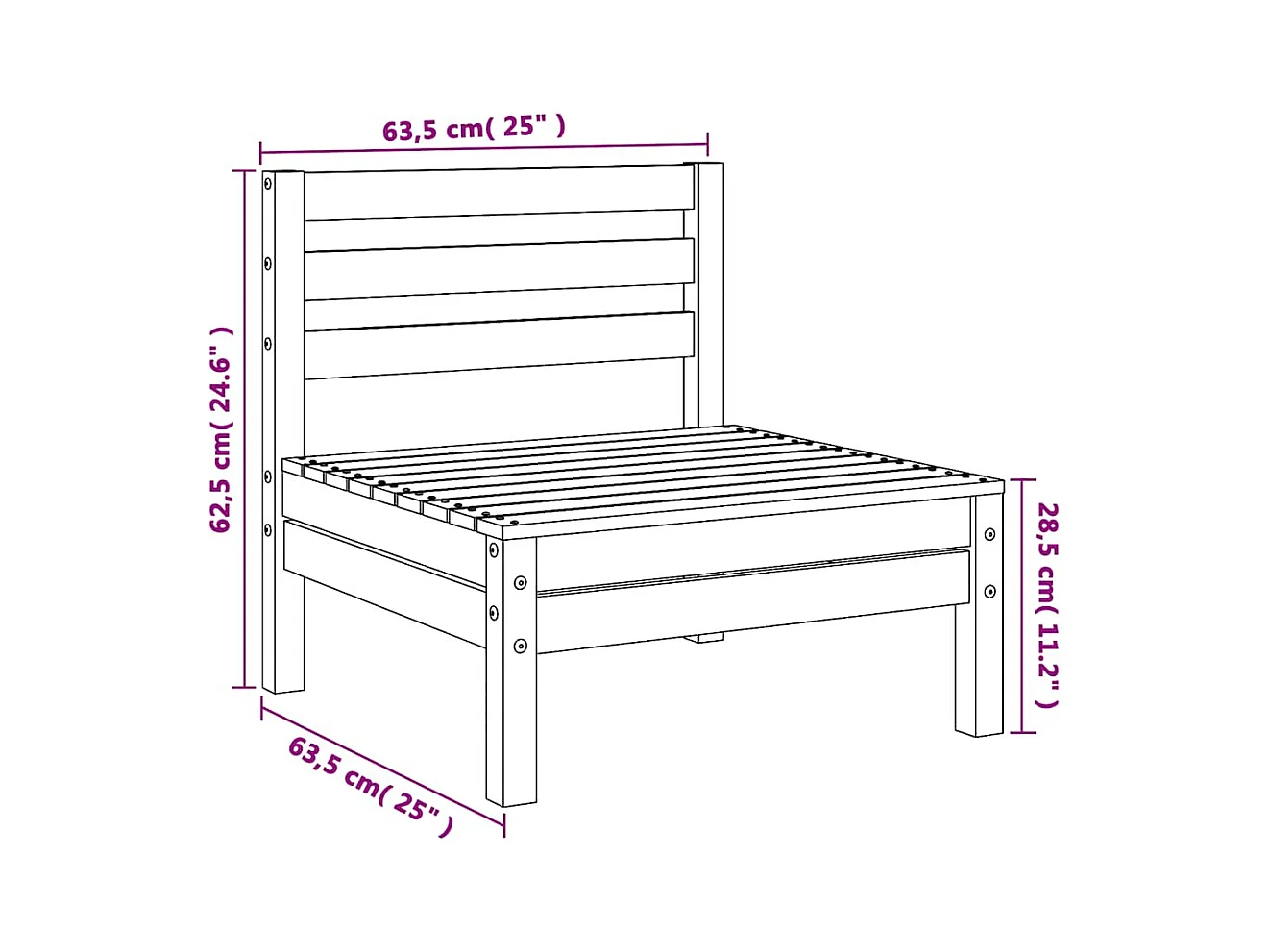 Canapés centraux de jardin 2 pcs marron miel bois de pin solide