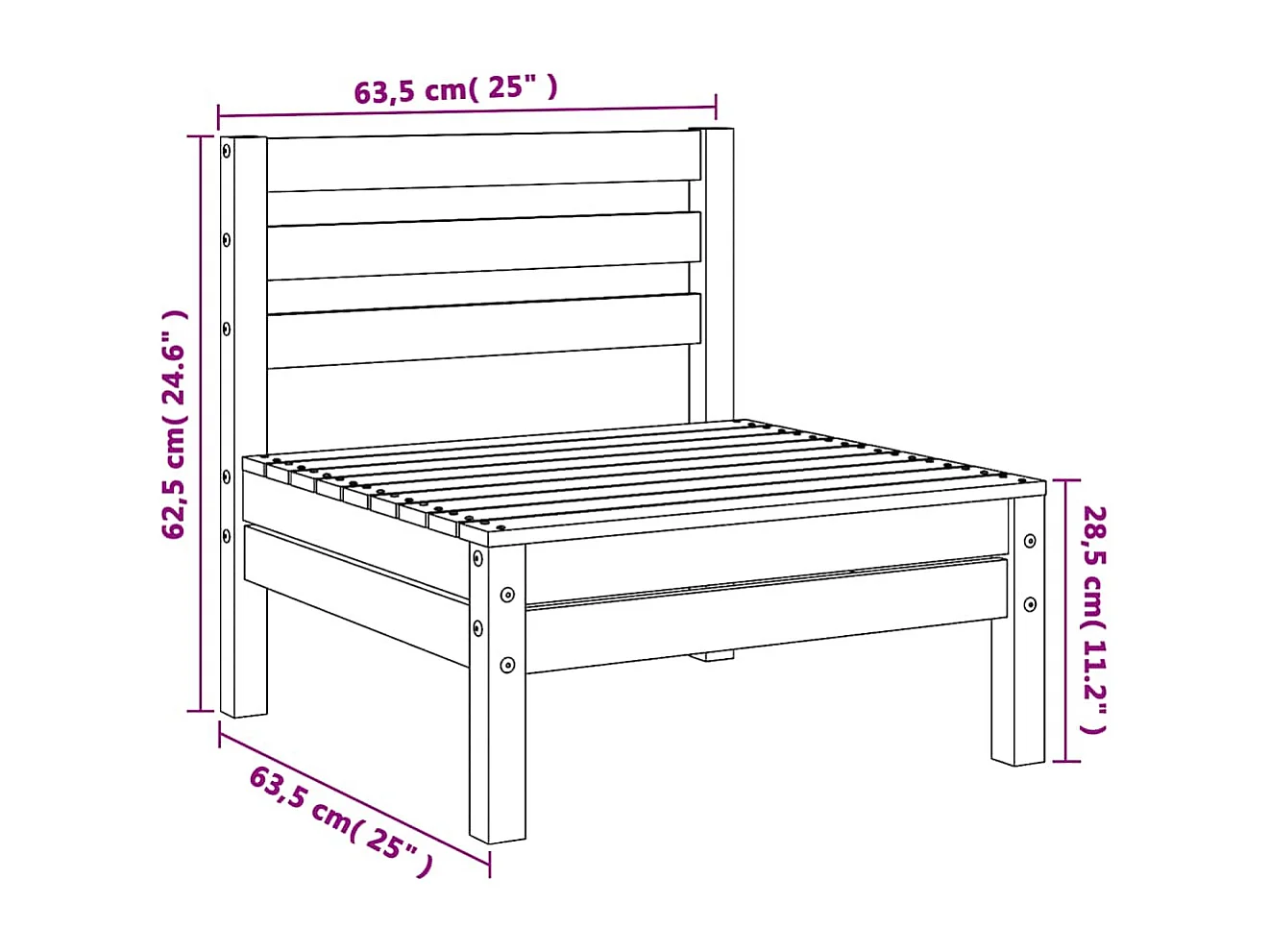 Canapés centraux de jardin 2 pcs marron miel bois de pin solide
