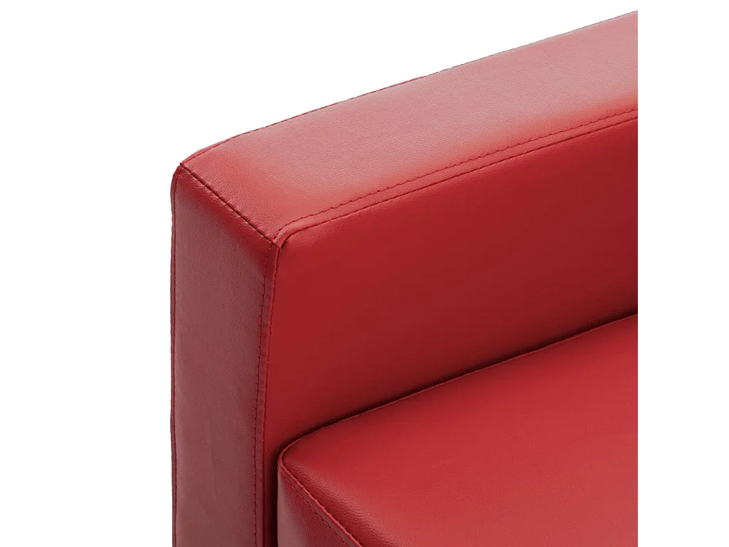 Canapé à 3 places avec repose-pied Rouge Similicuir