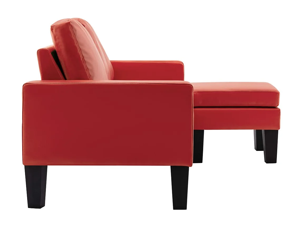 Sofá de 3 lugares c/ apoio de pés couro artificial vermelho