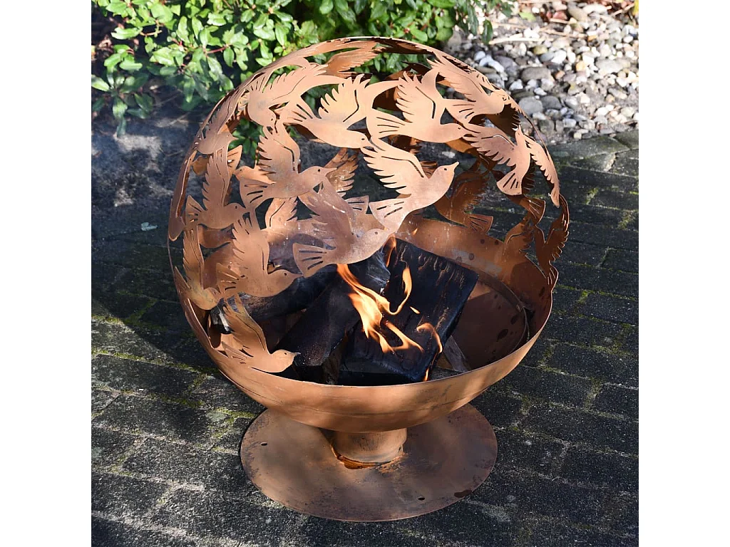 Vuurplaats laser gesneden vogels roestkleurig