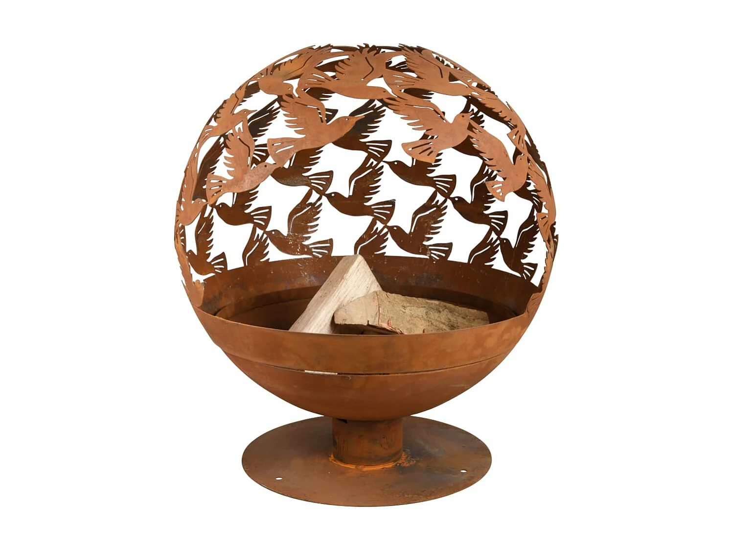 Vuurplaats laser gesneden vogels roestkleurig