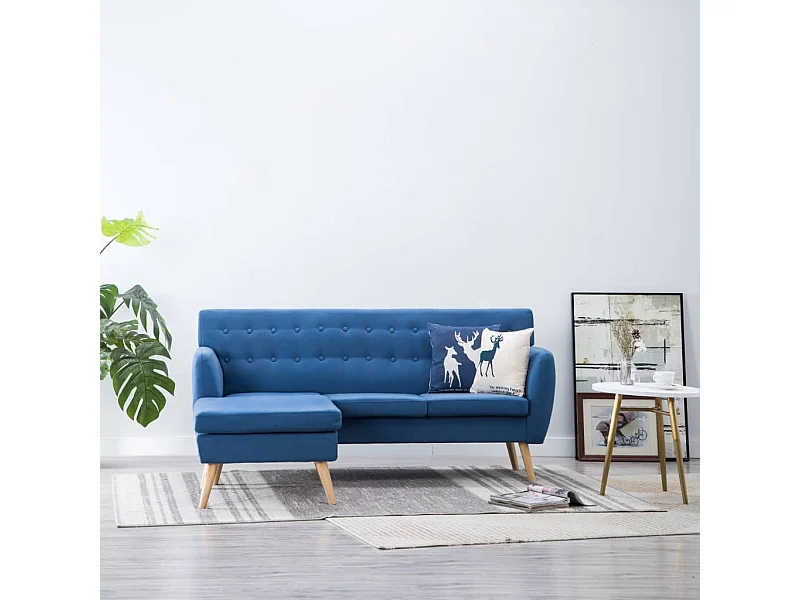 Bank L-vormig 171,5x138x81,5 cm stof blauw