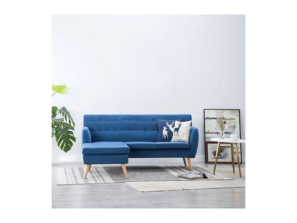 Canapé d'angle revêtement en tissu 171,5x138x81,5 cm bleu