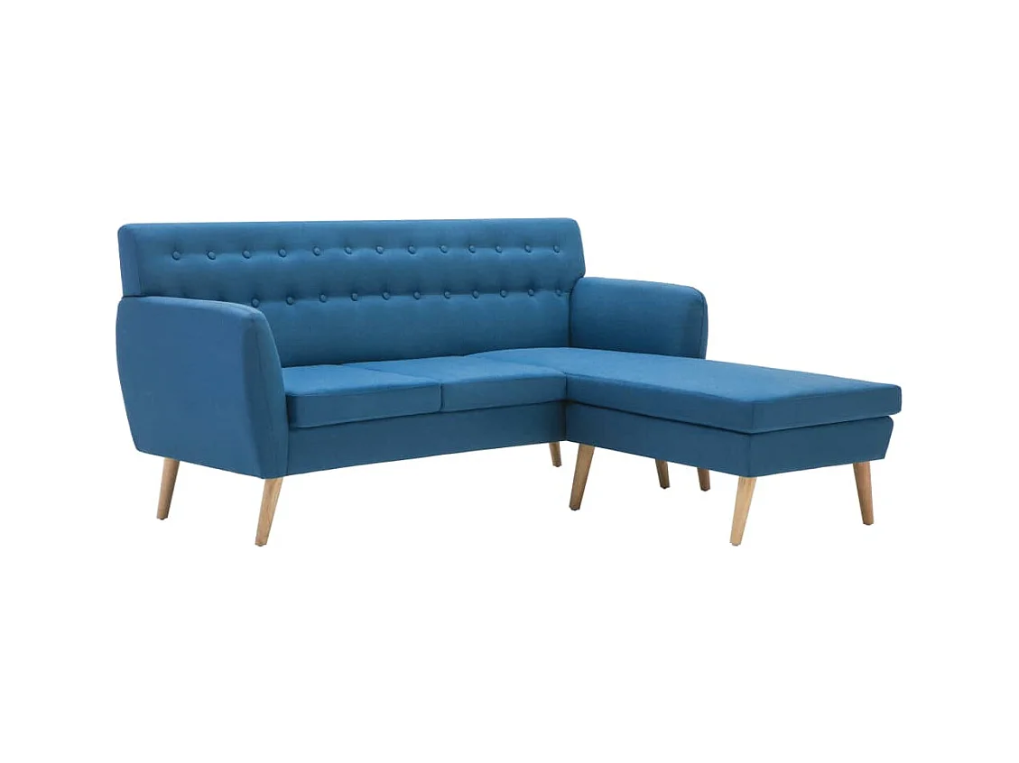 Divano a L Rivestito in Tessuto 171,5x138x81,5 cm Blu