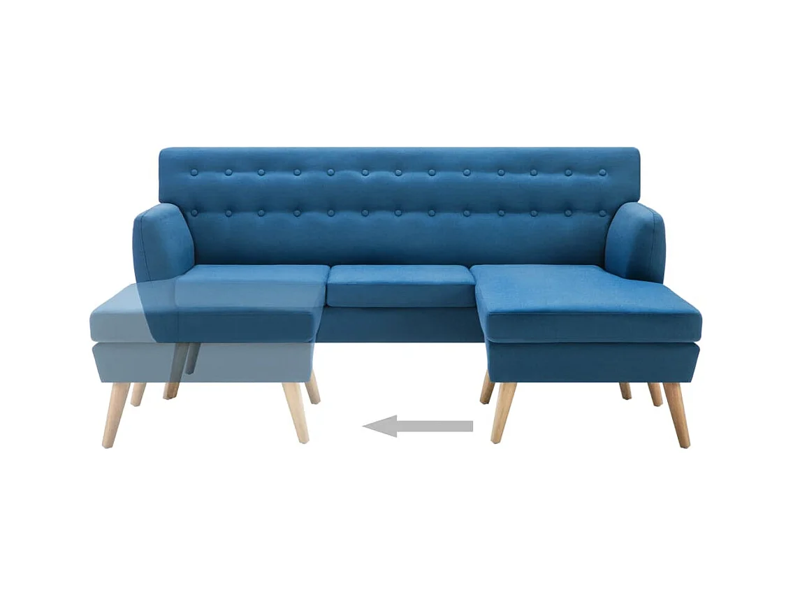 Divano a L Rivestito in Tessuto 171,5x138x81,5 cm Blu