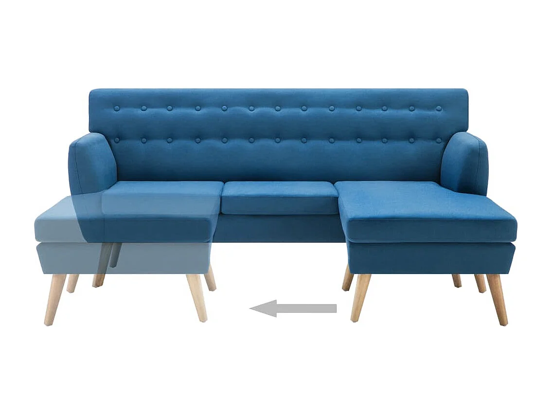 Sofá em tecido c/ forma de L 171,5x138x81,5 cm azul