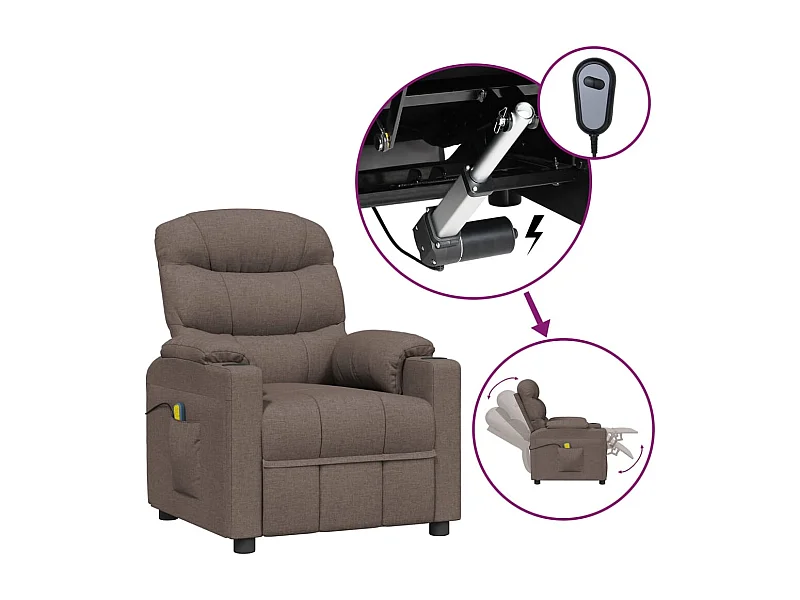 Poltrona Massaggiante Elettrica Tortora in Tessuto