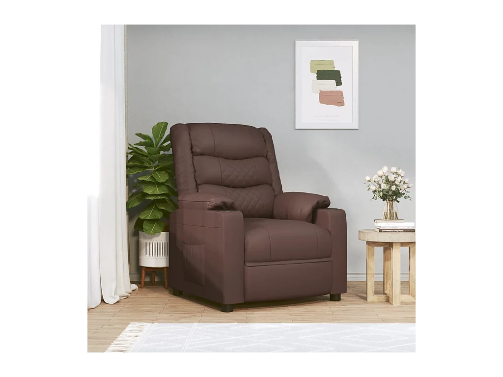 Poltrona de massagens elétrica couro artificial castanho