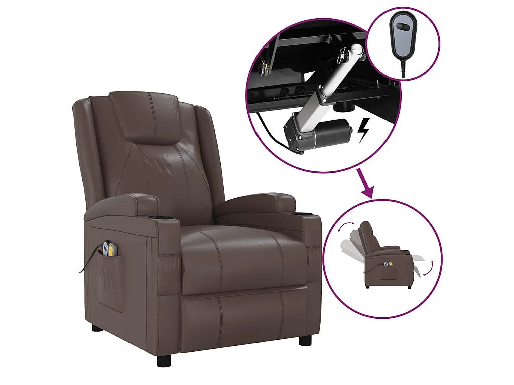 Fauteuil de massage électrique Marron Similicuir