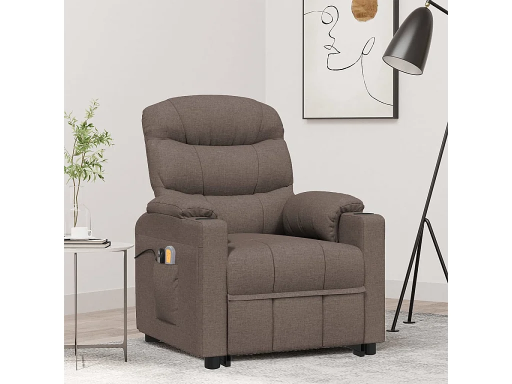 Massagesessel mit Aufstehhilfe Taupe Stoff