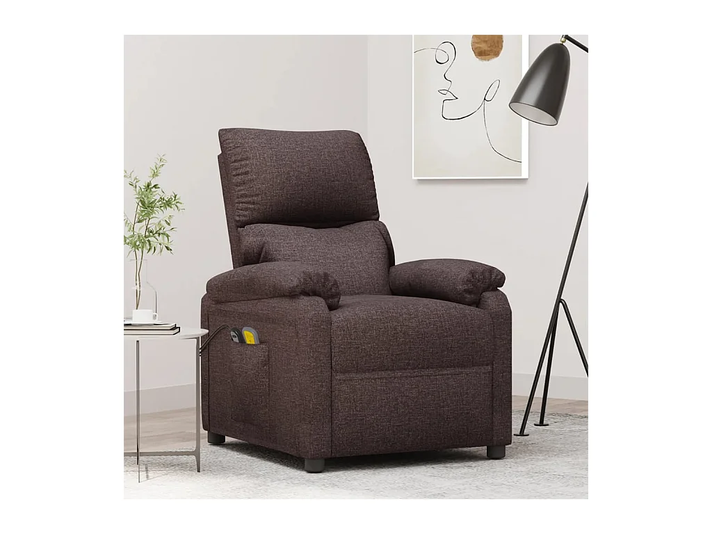 Sillón de masaje eléctrico tela marrón oscuro