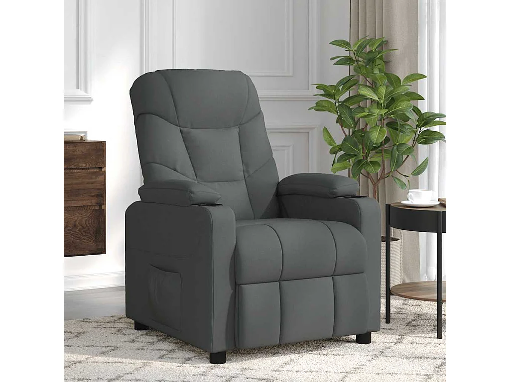 Sillón de masaje de tela gris oscuro