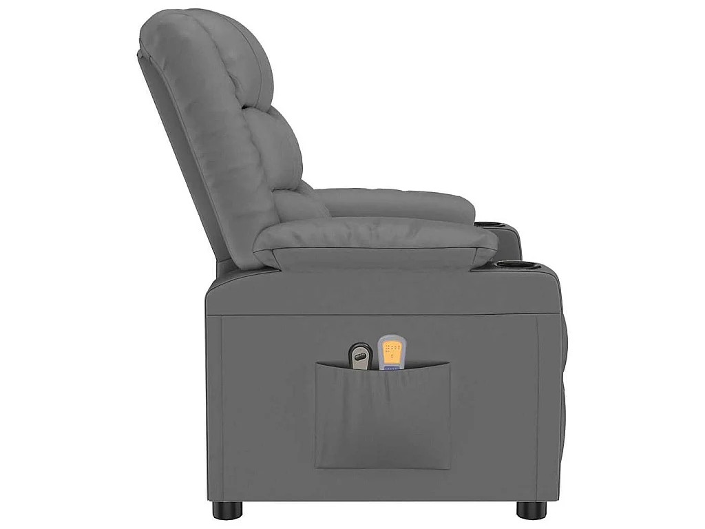 Massagesessel Elektrisch Grau Kunstleder