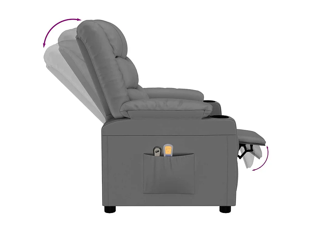 Massagesessel Elektrisch Grau Kunstleder