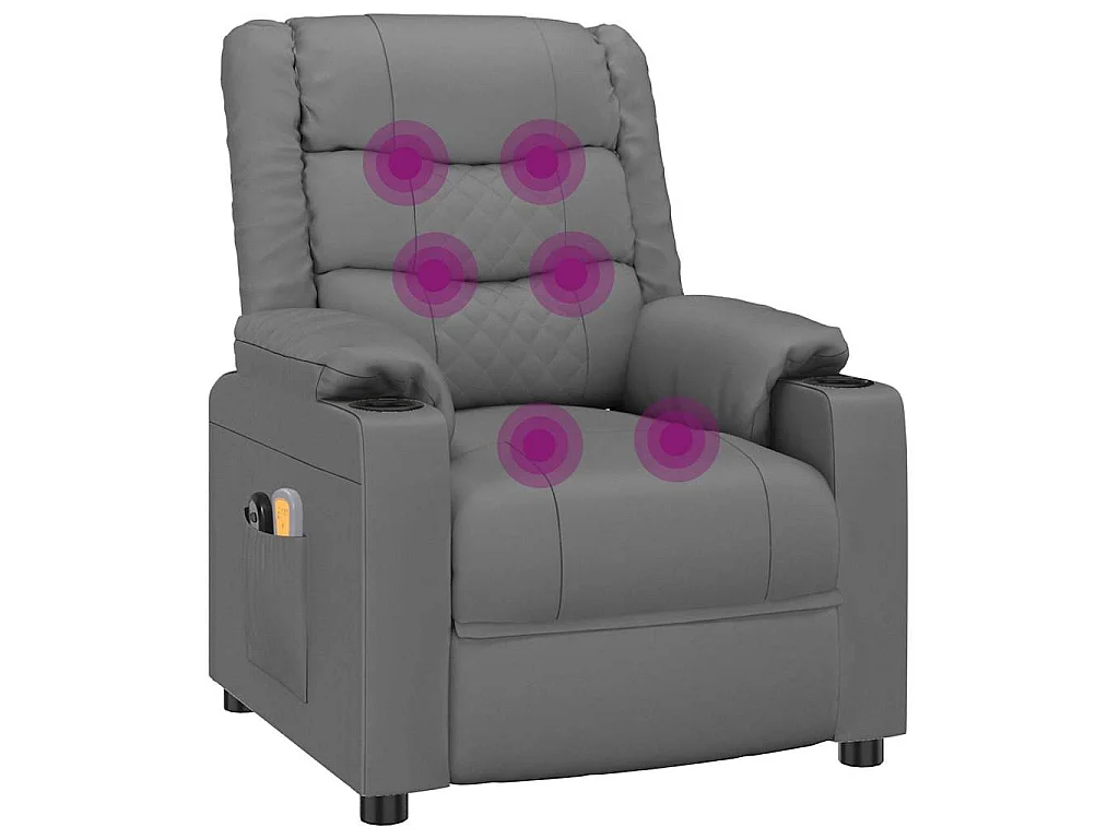 Massagesessel Elektrisch Grau Kunstleder