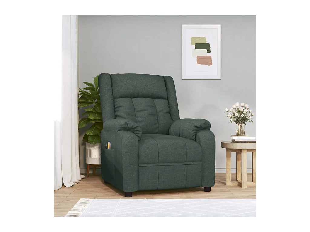 Fauteuil de massage Vert foncé Tissu