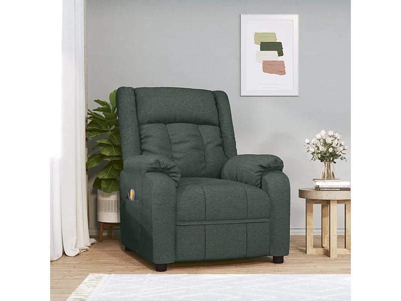 Fauteuil de massage Vert foncé Tissu