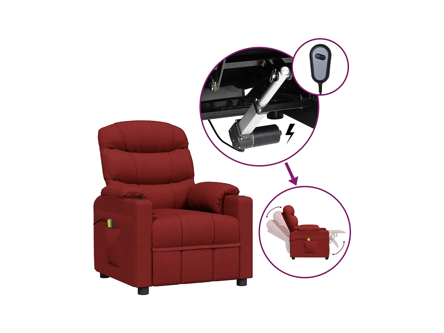Fauteuil électrique de massage Bordeaux Tissu