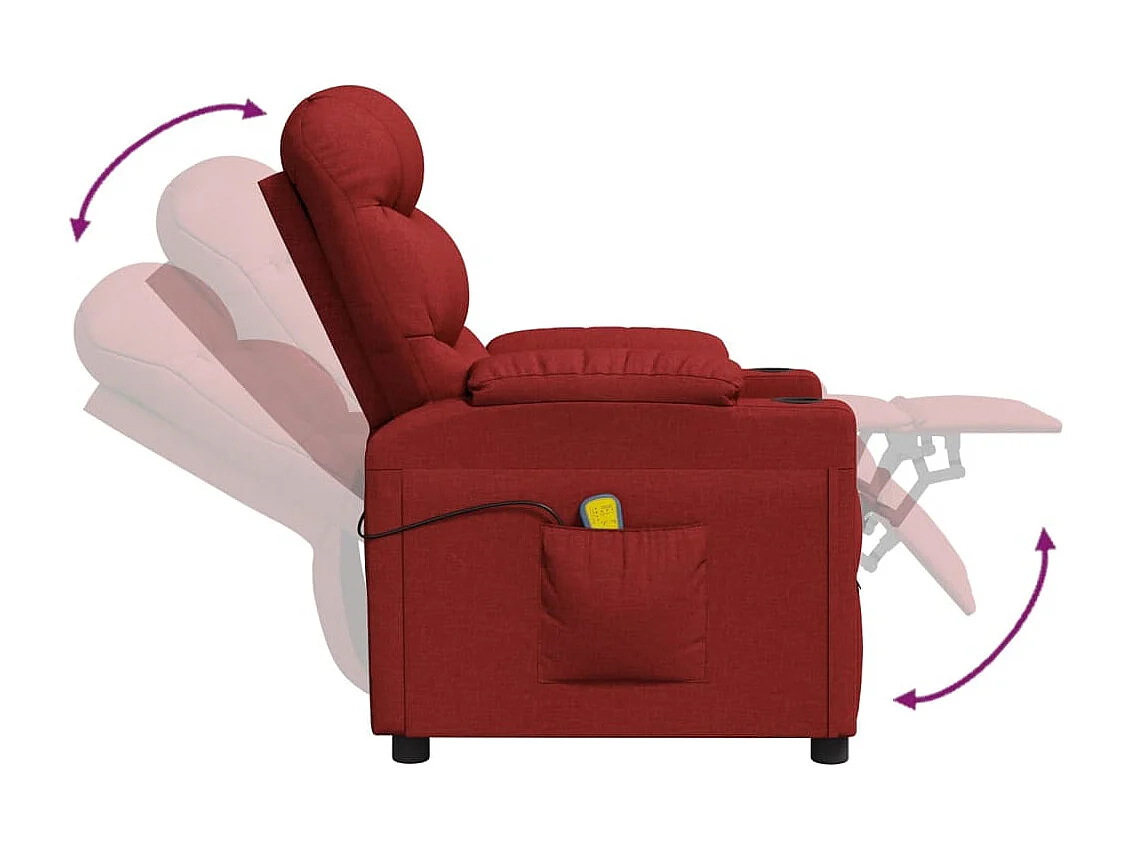 Poltrona de massagens elétrica reclinável tecido vermelho tinto