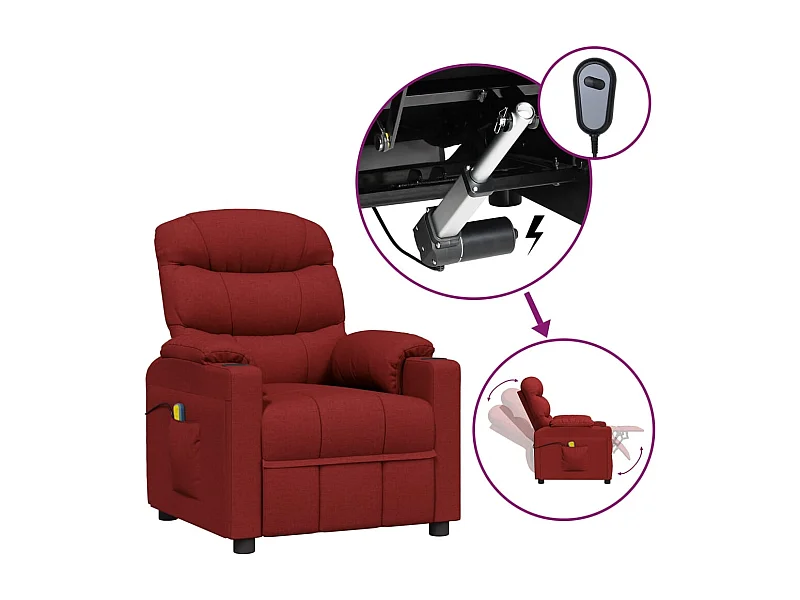 Poltrona de massagens elétrica reclinável tecido vermelho tinto