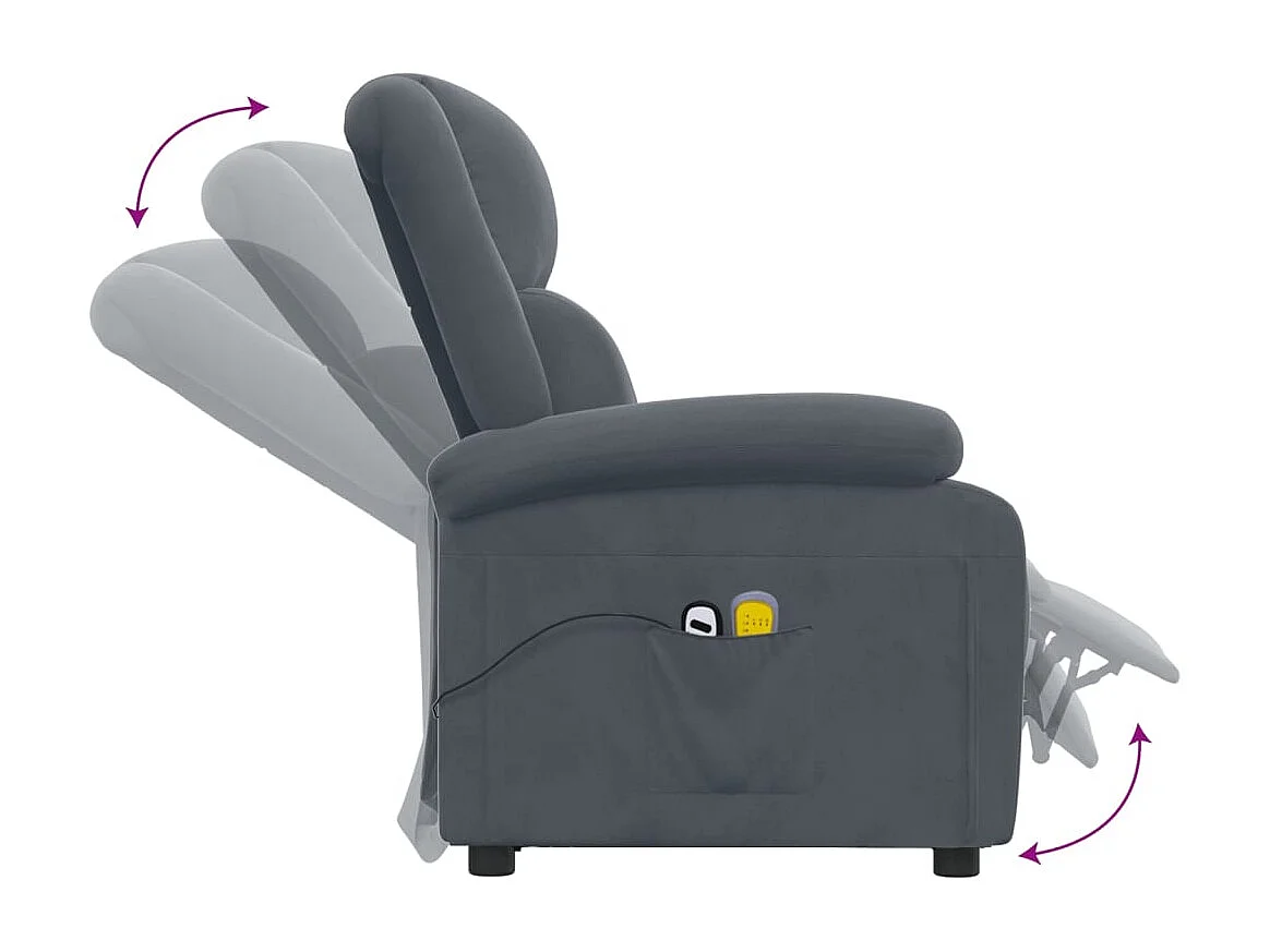 Fauteuil électrique de massage Gris foncé velours