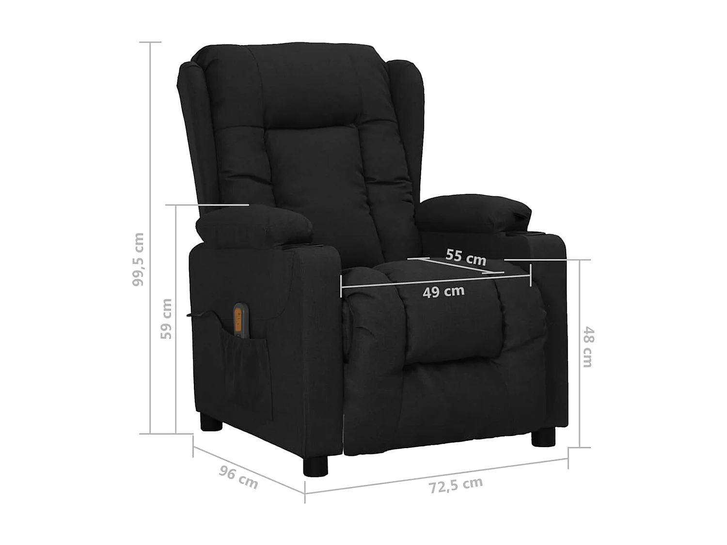 Fauteuil de massage Noir Tissu