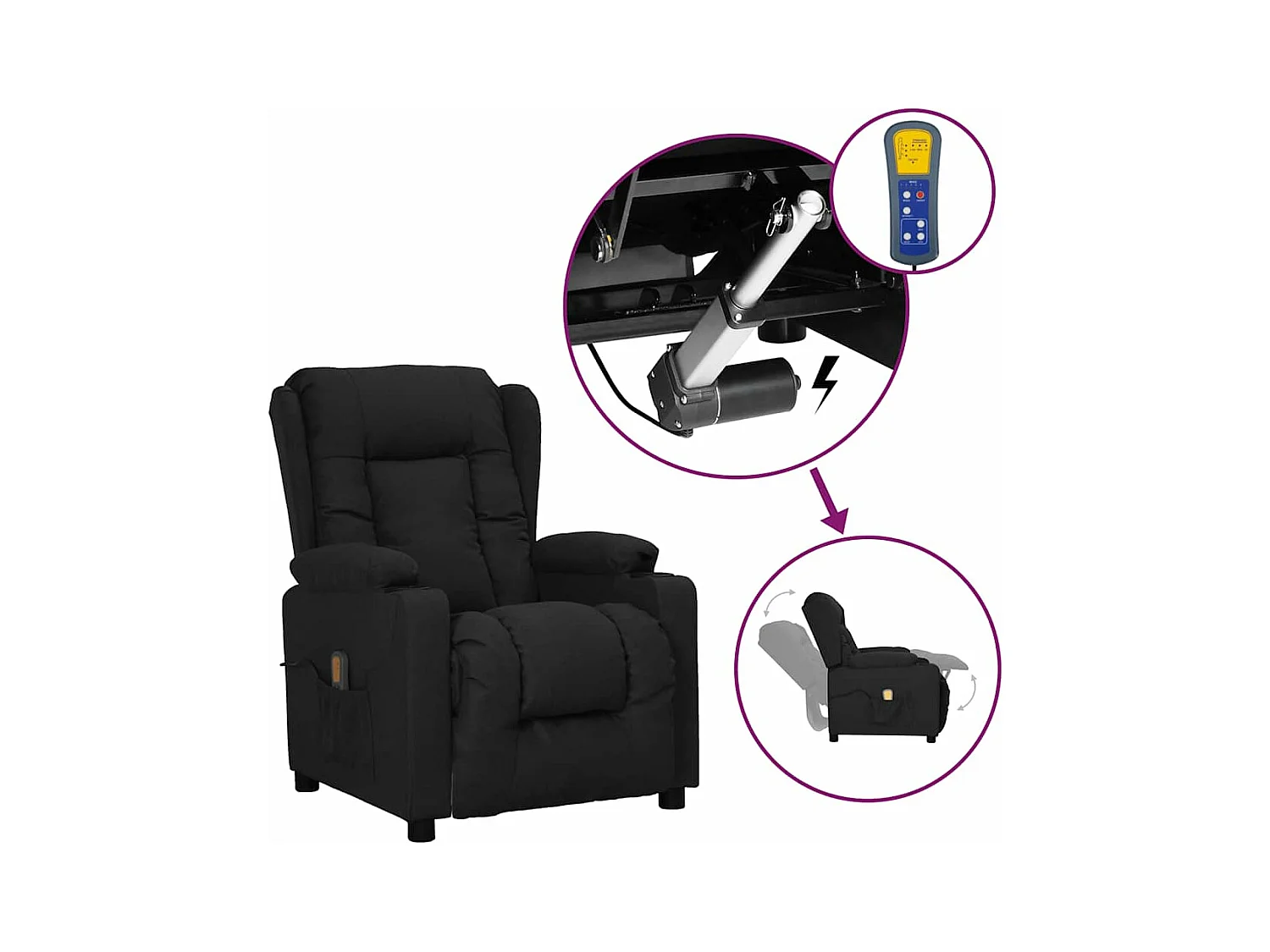 Fauteuil de massage Noir Tissu