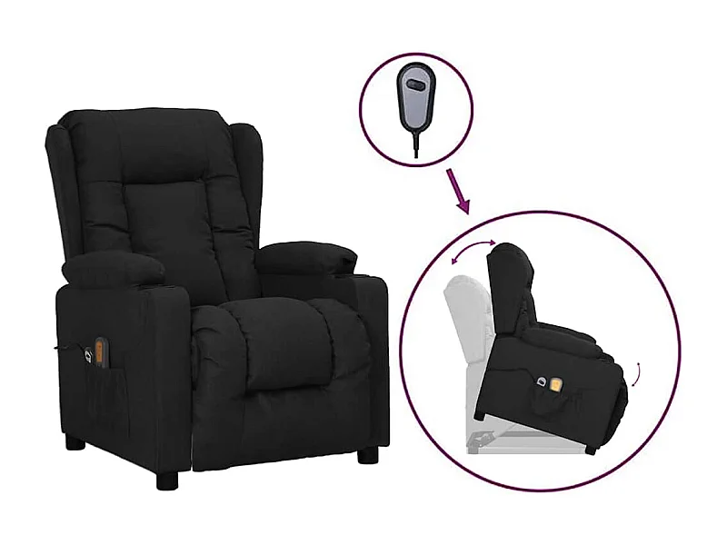 Fauteuil de massage Noir Tissu