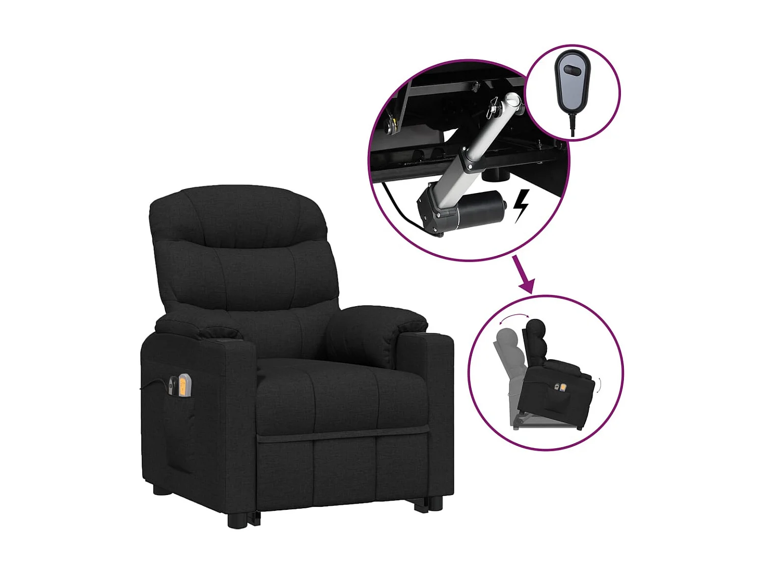 Fauteuil de massage Noir Tissu