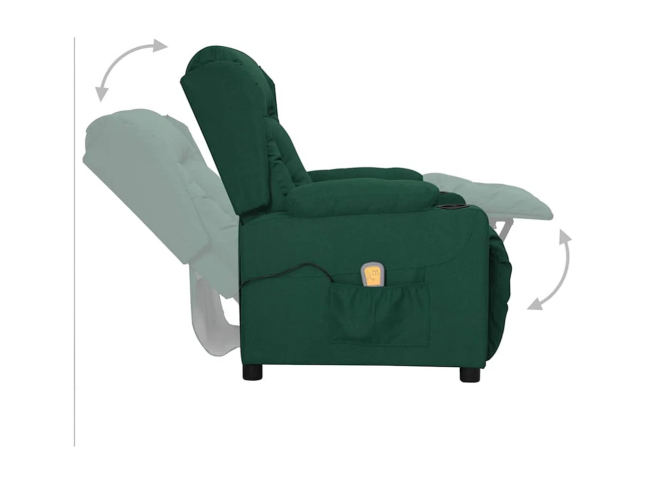 Sillón de masaje elevable tela verde oscuro