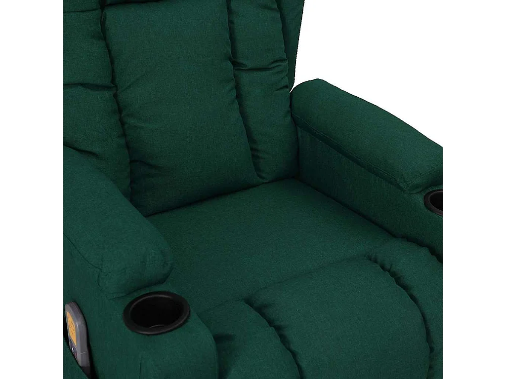 Sillón de masaje elevable tela verde oscuro