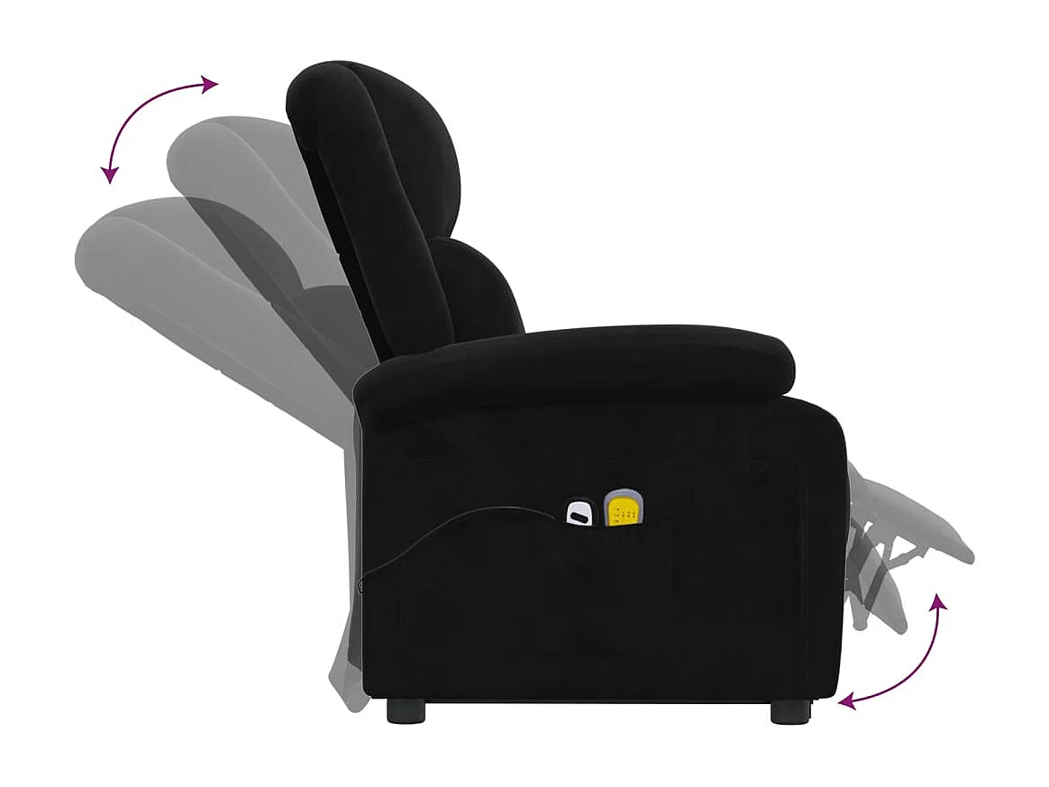 Sta-op-massagestoel fluweel zwart