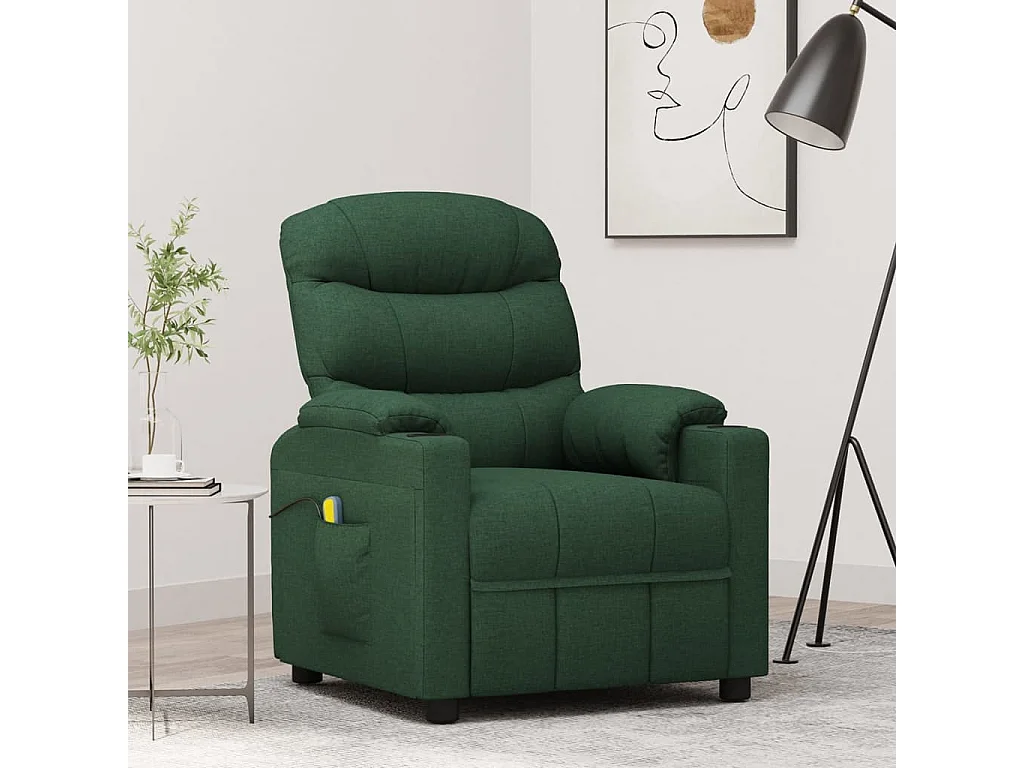 Fauteuil de massage Vert foncé Tissu
