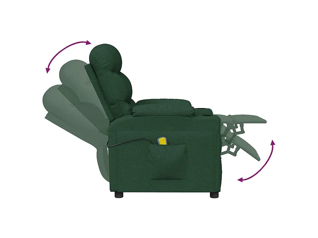 Massagesessel Dunkelgrün Stoff