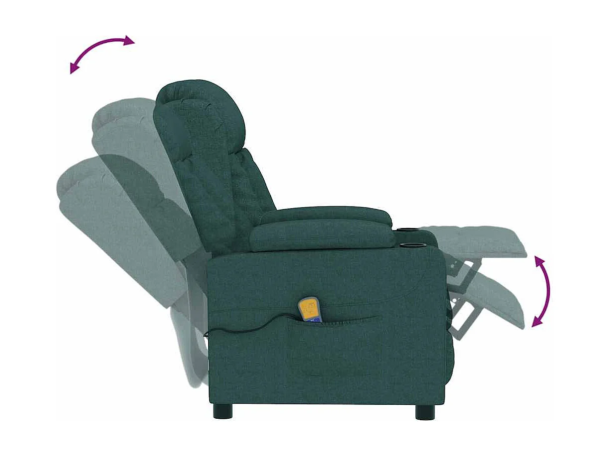 Sillón de masaje de tela verde oscuro