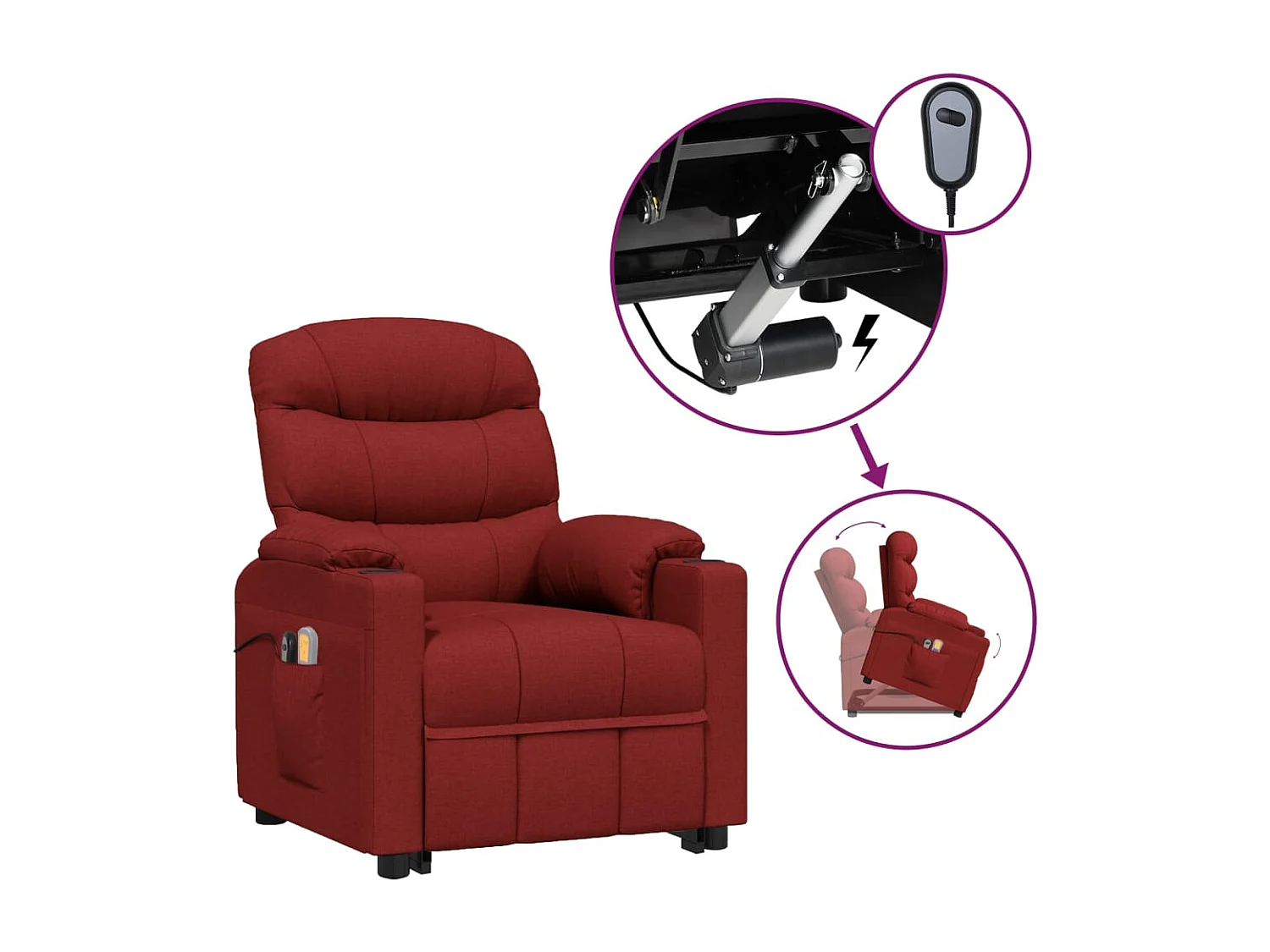 Fauteuil de massage Rouge bordeaux Tissu