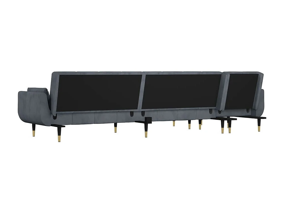 Canapé-lit en forme de L gris 275x140x70 cm velours
