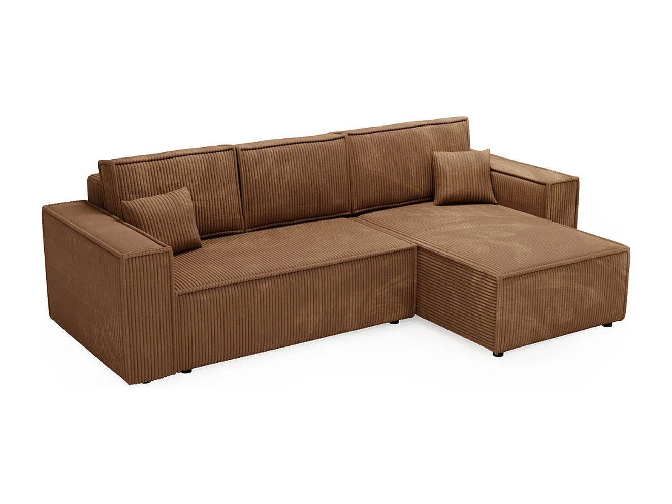 Ecksofa mit Schlaffunktion - Cord - Braun - PRATO XL