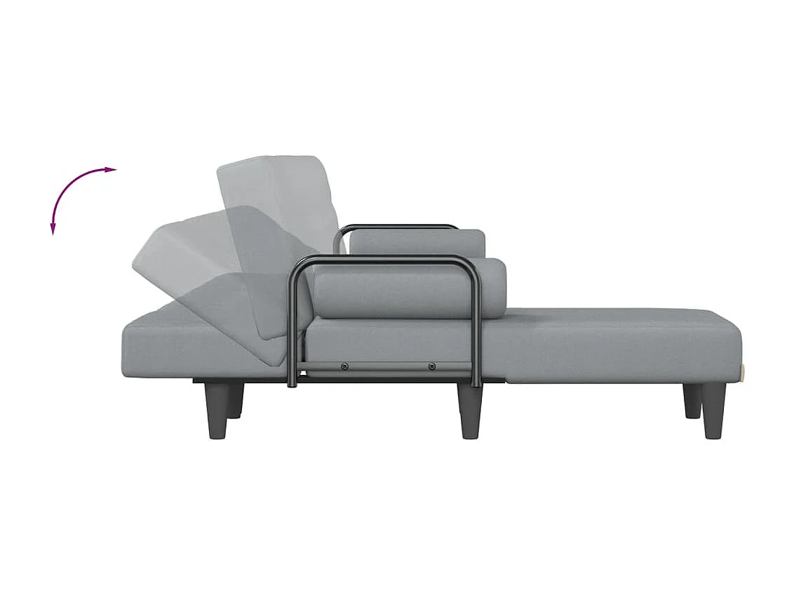 Sofá-cama em forma de L 260x140x70 cm tecido cinzento-claro