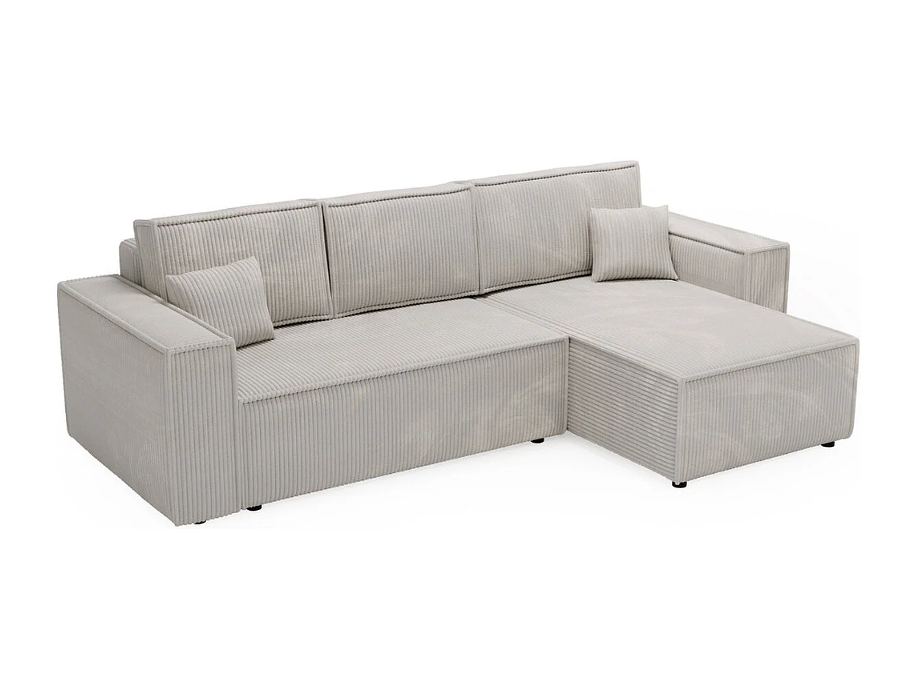 Ecksofa mit Schlaffunktion - Cord - Hellgrau - PRATO XL