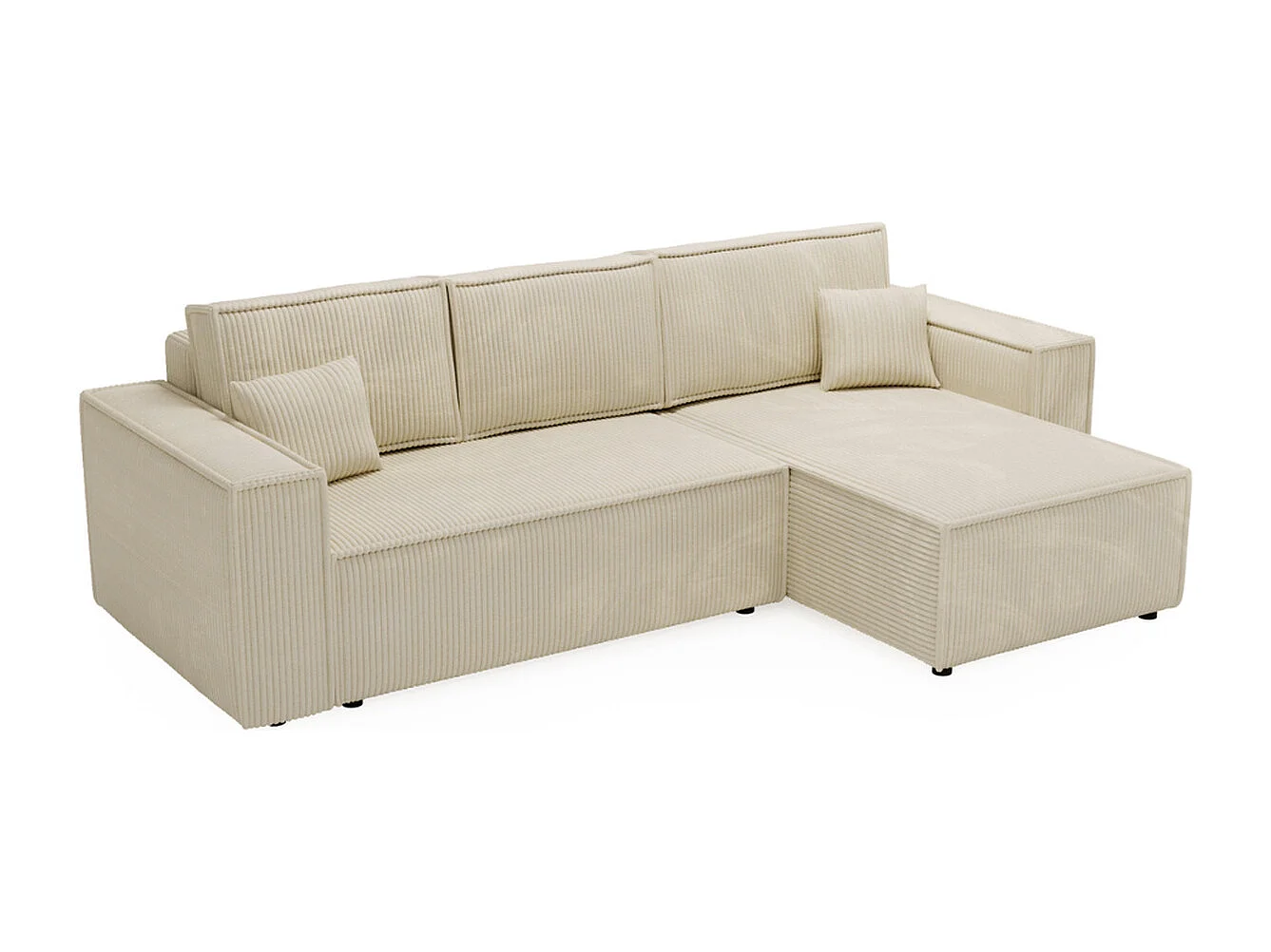 Ecksofa mit Schlaffunktion - Cord - Beige - PRATO XL